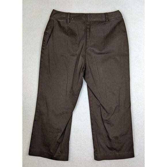 WORTHINGTON - WOMEN'S BROWN FLAT FRONT CROPPED CAPRI KHAKI CHINO PANTS - SIZE 12 - Picture 8 of 9